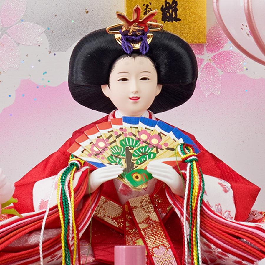 雛人形　5人　2段　ぼんぼり点灯　オルゴール付 雛人形 義秀作 7人飾り 3段 ◇ ひな祭り オルゴール ぼんぼり点灯 幅