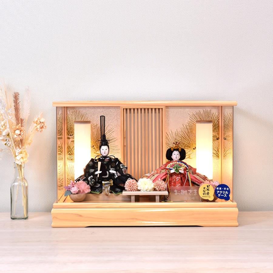 雛人形 ケース入り コンパクト 木目 白 ひな人形 ケース ホワイト