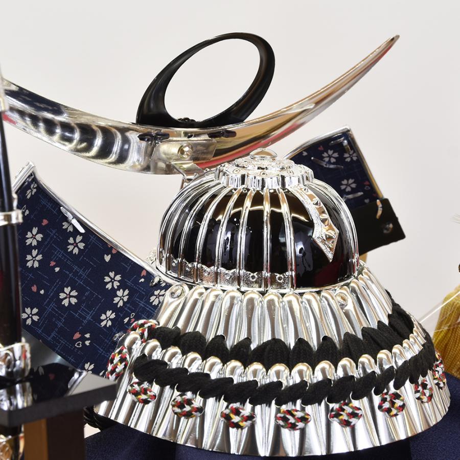 五月人形 上杉 コンパクト ケース入り 兜 ケース飾り 12号 上杉謙信 銀