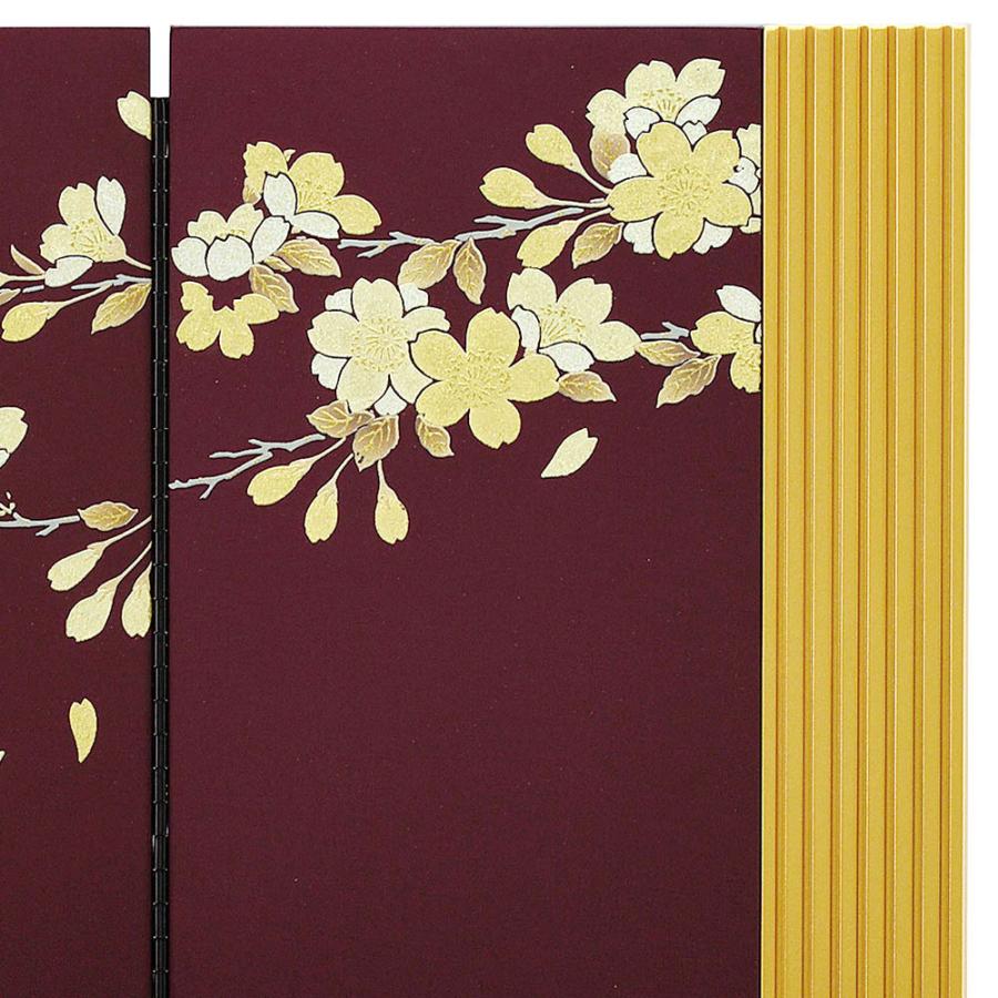 御飾台、御屏風セット 黒色 金箔松模様 アウトレット品 台屏風セット 15号 三曲金屏風 /畳台 黒春慶塗 24a-ya