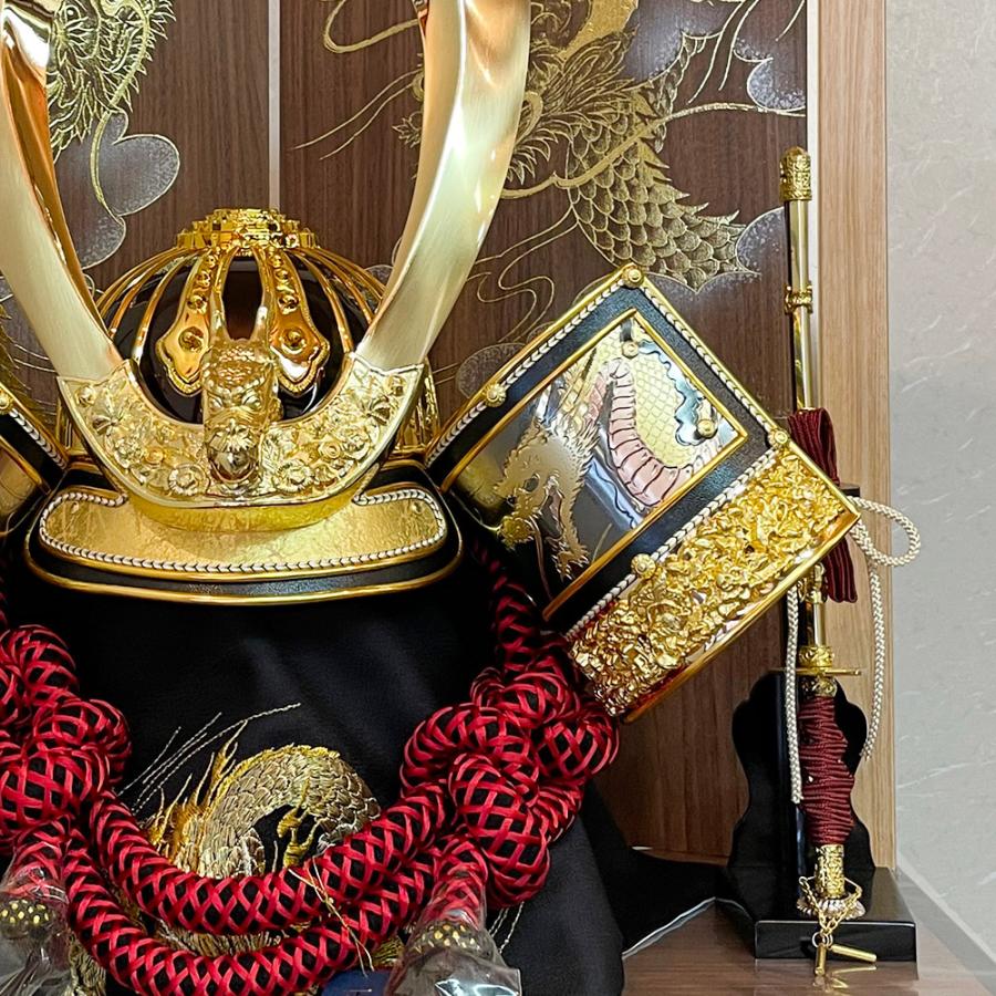 ●収納式　●五月人形フルセット●　中鍬形金兜　コンパクト 五月人形 着用 コンパクト 収納飾り 兜飾り 25号 兜 金中鍬 着用兜