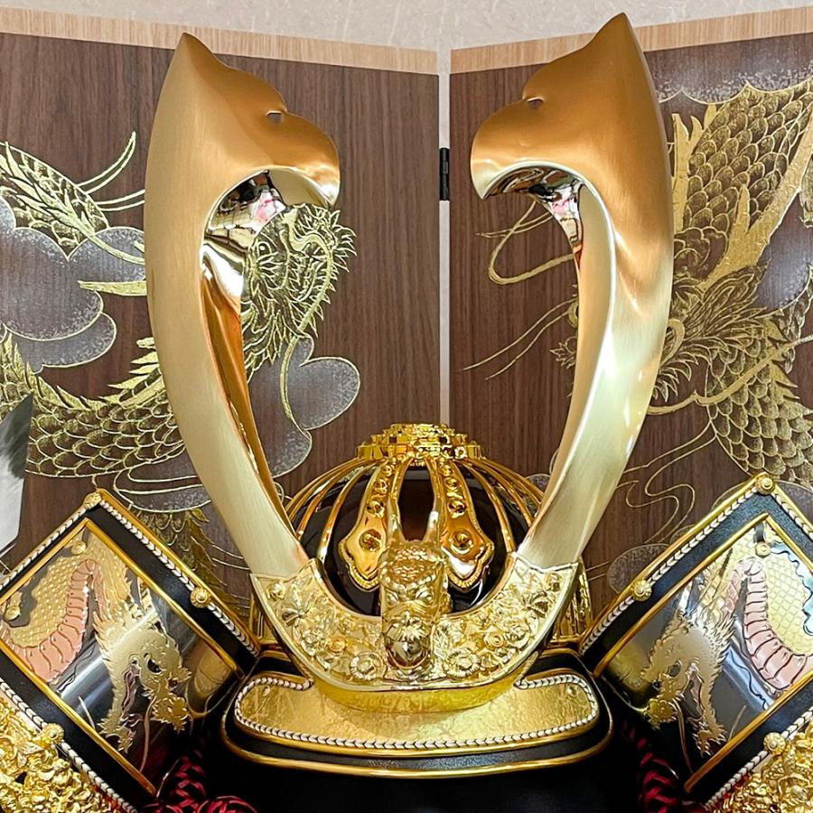 ●収納式　●五月人形フルセット●　中鍬形金兜　コンパクト 楽天市場】五月人形 コンパクト 25号 金北斗大鍬着用兜 収納飾り五月