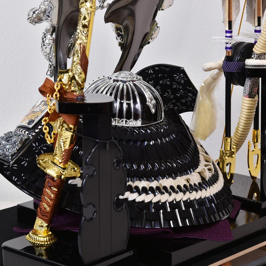 五月人形 コンパクト 武将 伊達政宗 大鍬兜 黒 ブラック ケース