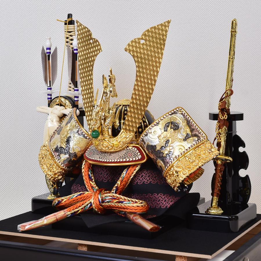 五月人形 コンパクト 武将 伊達政宗 大鍬兜 黒 ブラック ケース