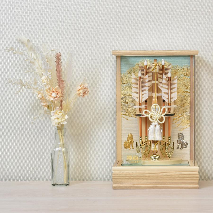 久月 破魔弓 コンパクト 破魔矢 初正月飾り 10号 獅狛 ケース飾り