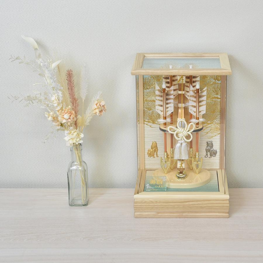 久月 破魔弓 コンパクト 破魔矢 初正月飾り 10号 獅狛 ケース飾り