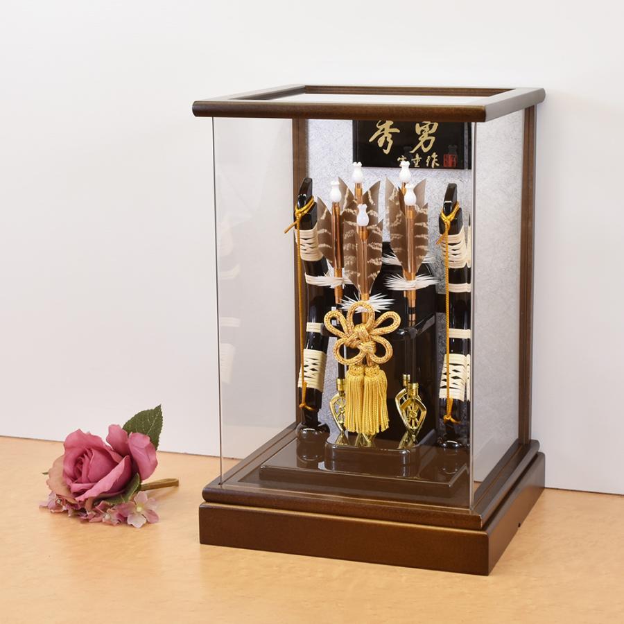 破魔弓 おしゃれ お祝い 8号 アクリル 秀勇 木目 ブラウン 破魔矢飾り