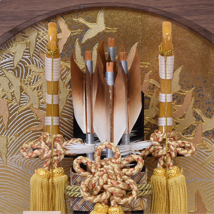 破魔弓　１０号・サイズ　間口約23×奥行約18,5×高さ約35,5㎝ 破魔弓 お祝い 可愛い 破魔矢飾り 丸型 10号 選べる 誉 望 木目