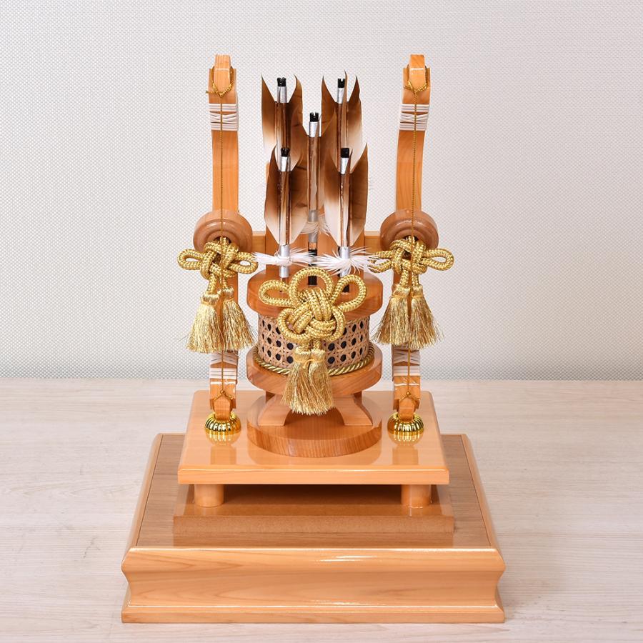 破魔弓 お祝い コンパクト 初正月飾 13号 勇a 檜 ケース飾り ガラス