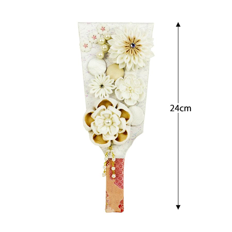 羽子板 単品 お祝い 8号 はるな つまみ細工 白 おしゃれ かわいい