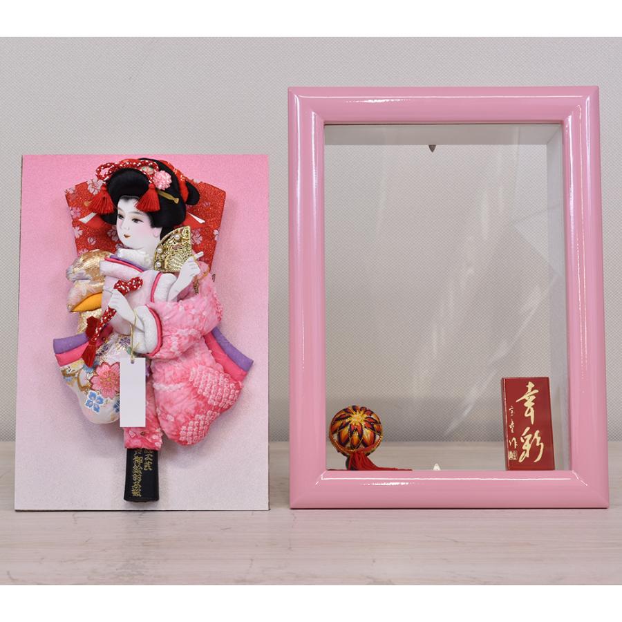 押絵羽子板　飾りケース入り 10号押絵羽子板レトロ｜軽いアクリルブドウ色のケース飾り｜コンパクト