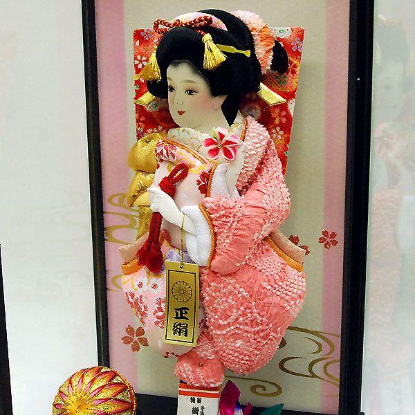 羽子板 初正月 羽子板飾り 10号姫振袖ピンク絞り森11号黒 : 雛人形-五