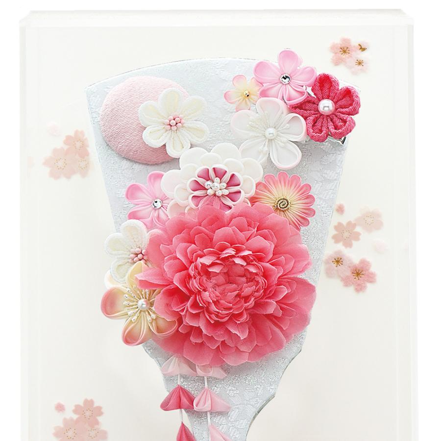 8号 羽子板 ピンク 桜 アクリルケース フラワー 羽子板 お祝い ミニ おしゃれ 手作り つまみ細工 可愛い