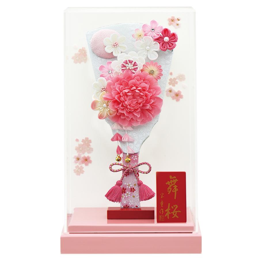 8号 羽子板 ピンク 桜 アクリルケース フラワー 羽子板 お祝い ミニ おしゃれ 手作り つまみ細工 可愛い