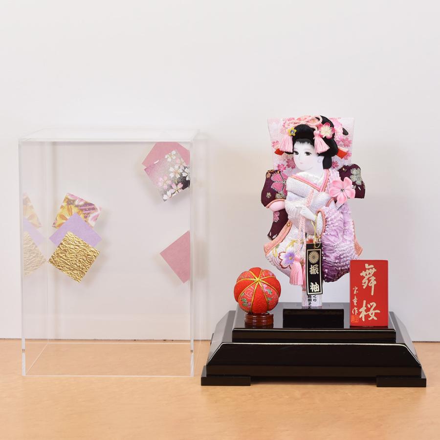 羽子板 お祝い 羽子板飾り 紫 パープル 刺繍 絞り 7号 アクリルケース