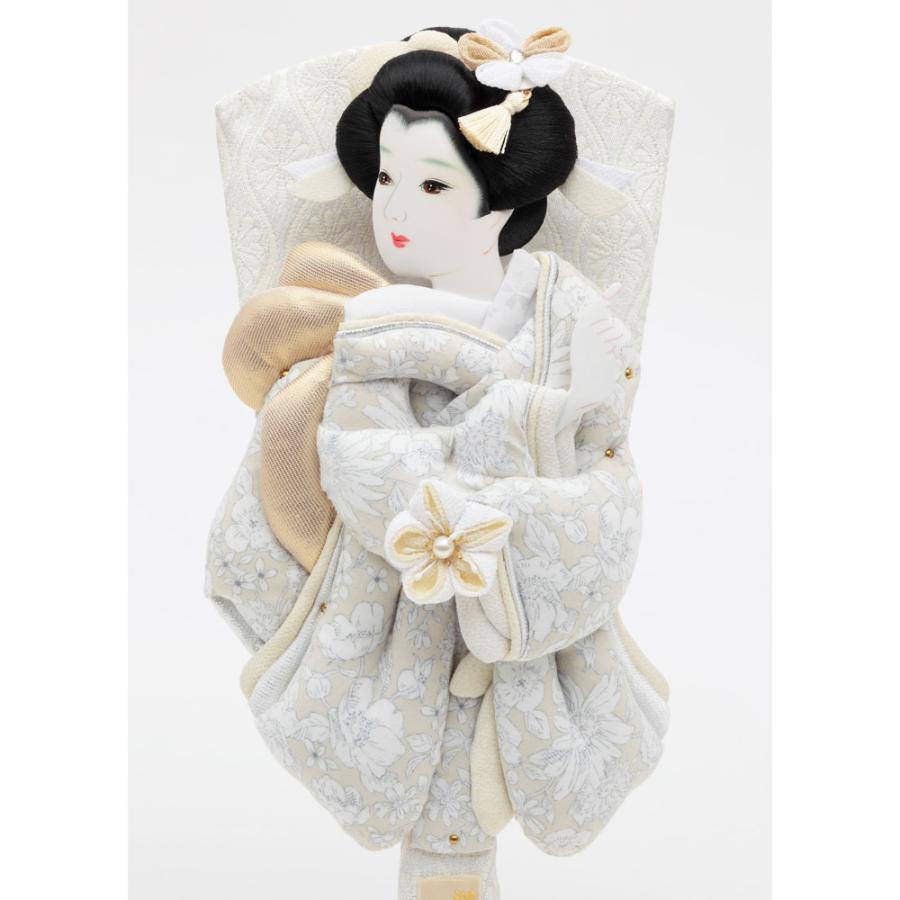 久月 羽子板 白 モダン 羽子板飾り 白 アイボリー 振袖 7号 アクリル