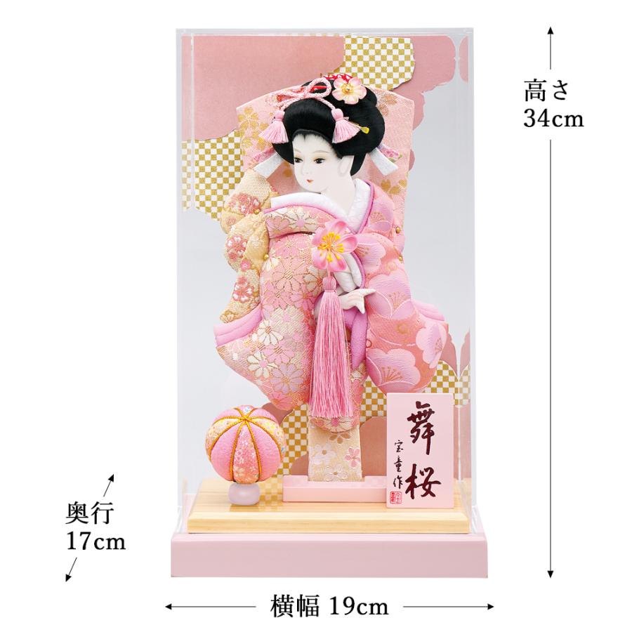 羽子板 伝統工芸 寄木細工ガラスケース15号・間口約34×奥行約30