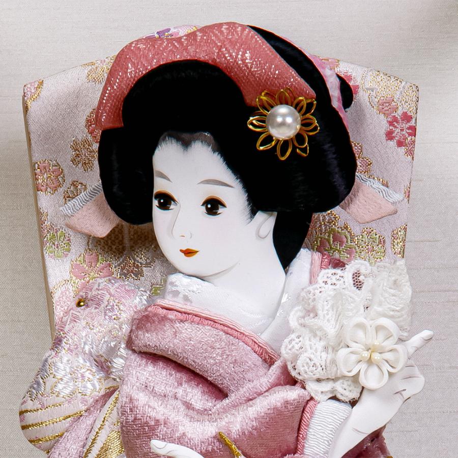 羽子板 コンパクト ミニ くすみ グレージュ お祝い 羽子板飾り 初正月飾り 8号 舞 木目 アクリルケース 刺繍 ピンク おしゃれ かわいい 2026 hj013_2