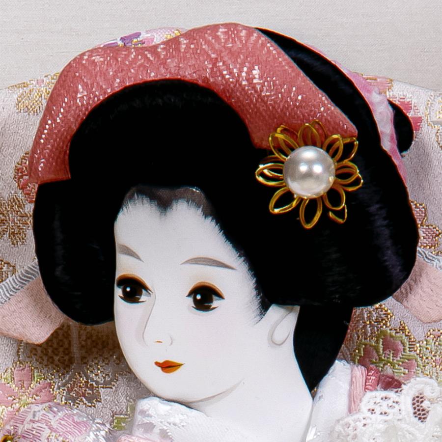 羽子板 コンパクト ミニ くすみ グレージュ お祝い 羽子板飾り 初正月飾り 8号 舞 木目 アクリルケース 刺繍 ピンク おしゃれ かわいい 2026 hj013_3
