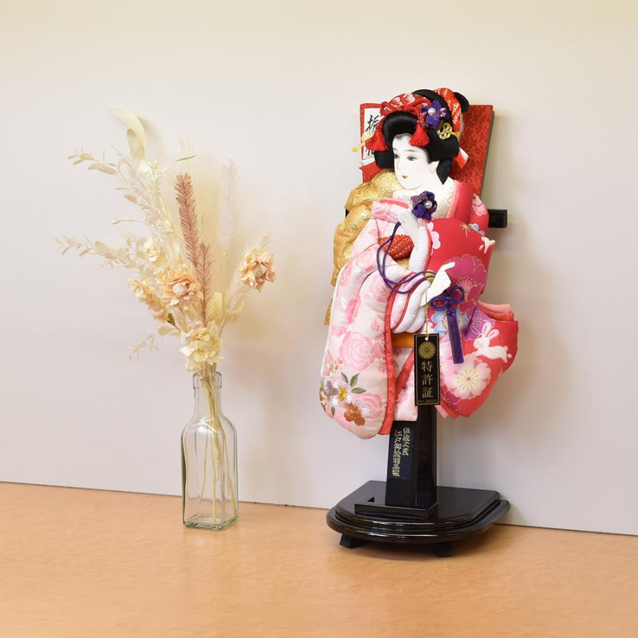 羽子板 ピンク 刺繍 うさぎ 兎柄 初正月 羽子板飾り ガラス ケース飾り