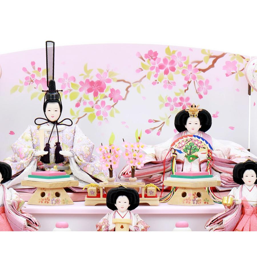 豪華五人飾り収納飾り 三段飾り 雛人形ピンク初節句人形お孫さん