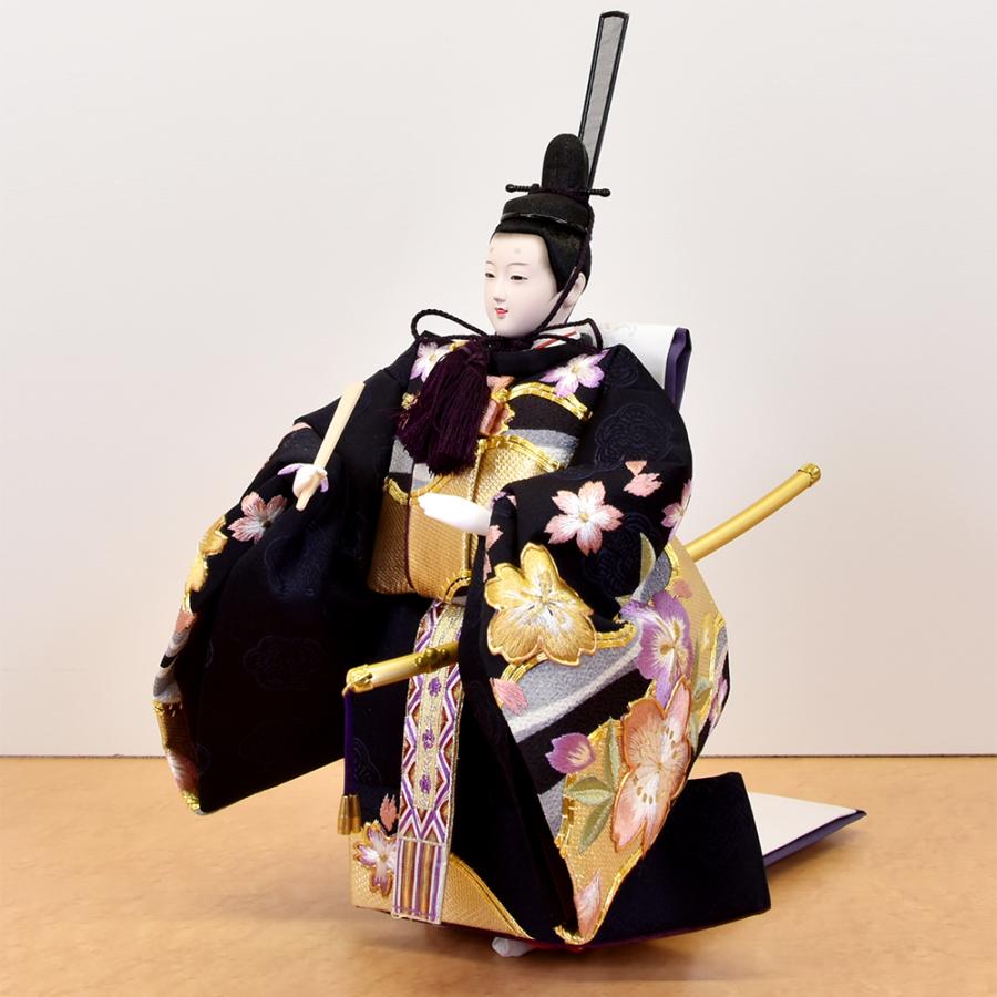 E14ひな人形　訳あり特価　お洒落な黒地の衣装 小十番親王のみ　親王飾り 雛人形】ケース飾り 親王飾り「桜刺繍木目調」（322361