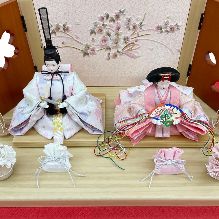 雛人形 お祝い ひな人形 平飾り 親王飾り 2人飾り 二人飾り 木目 桜 