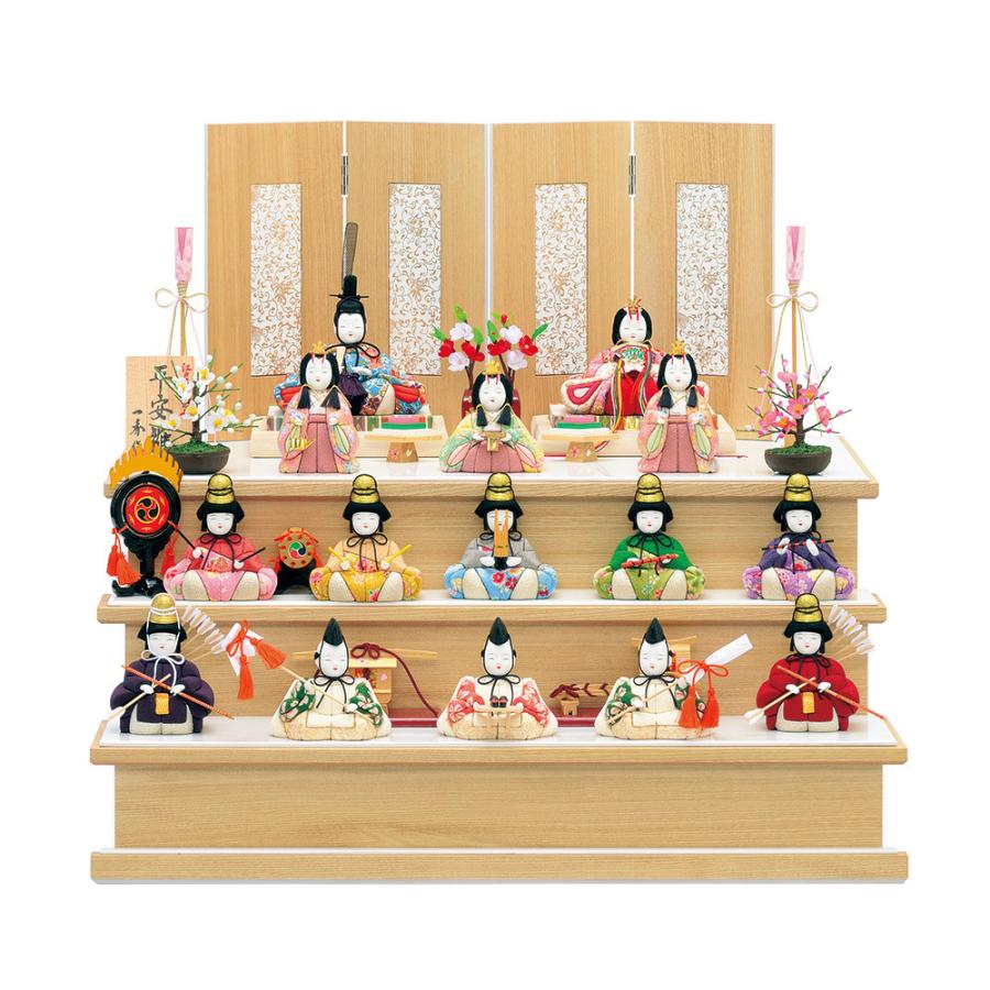 雛人形 木目込み 一秀 ひな人形 十五人飾 平安雛15号 木製三段セット かわいい コンパクト ひな人形 木目込 お雛様 おしゃれ 可愛い まる顔 A3hide22 D21 雛人形 五月人形 販売 通販の陣屋 通販 Yahoo ショッピング