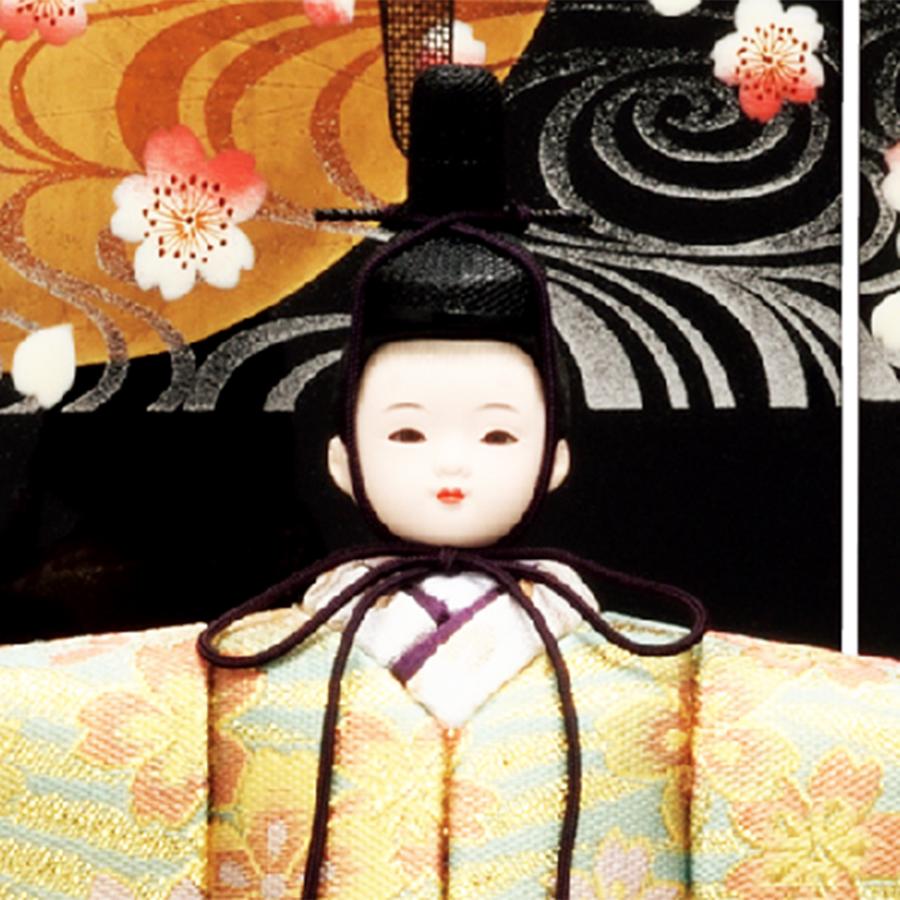 雛人形 お祝い 木目込み 一秀 ひな人形 親王飾り 収納 黒 神雛 0号 かわいい コンパクト お雛様 おしゃれ 可愛い まる顔 2026 25-e-51-5_3