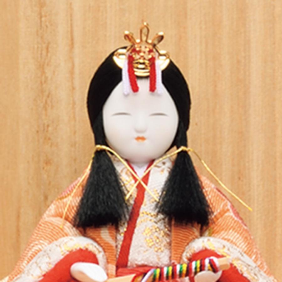 雛人形 お祝い 木目込み 一秀 ひな人形 五人飾り 安土雛 親王 官女 茶 赤 かわいい コンパクト ミニ お雛様 おしゃれ まる顔 2026-26-i-35-6_3