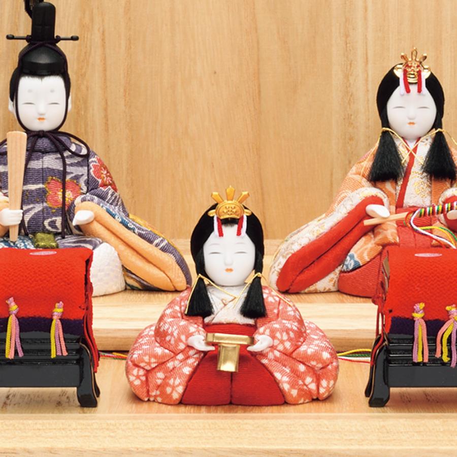 雛人形 お祝い 木目込み 一秀 ひな人形 五人飾り 安土雛 親王 官女 茶 赤 かわいい コンパクト ミニ お雛様 おしゃれ まる顔 2026-26-i-35-6_7