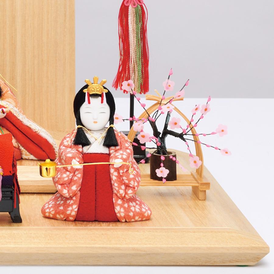 雛人形 お祝い 木目込み 一秀 ひな人形 五人飾り 安土雛 親王 官女 茶 赤 かわいい コンパクト ミニ お雛様 おしゃれ まる顔 2026-26-i-35-6_8