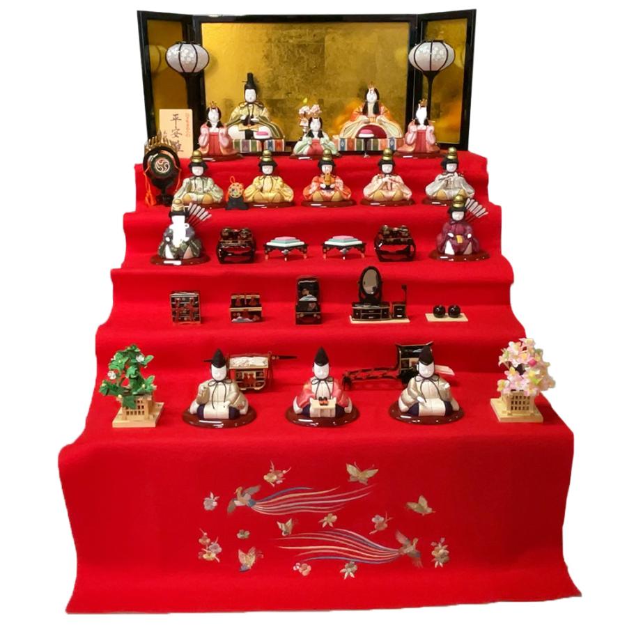 7 お雛様 ひな祭り ひな壇 赤 三段飾り ミニオブジェディスプレイ な