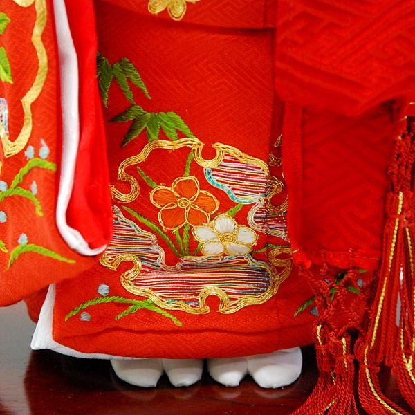 市松人形13号 駒 正絹 刺繍赤 雪輪 女の子 いちまつ人形 市松人形13号 駒 正絹 刺繍赤 雪輪 女の子 いちまつ人形