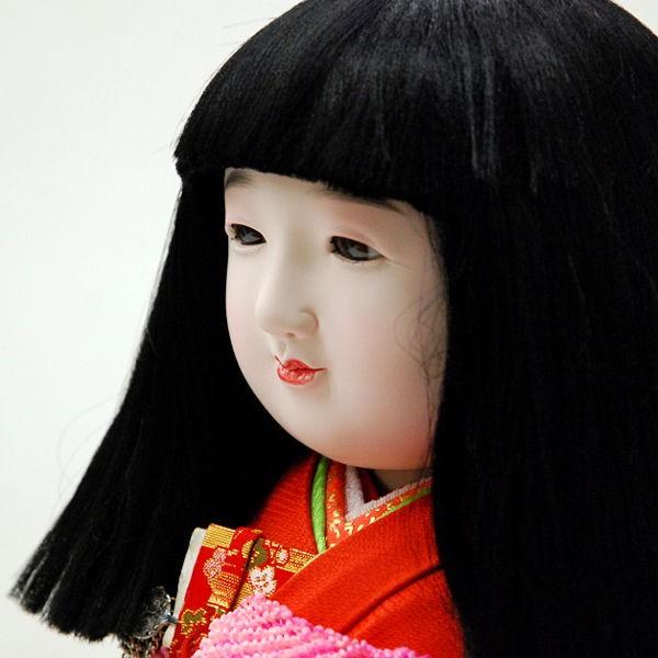 市松人形13号 駒 正絹 刺繍赤 雪輪 女の子 いちまつ人形 市松人形13号 駒 正絹 刺繍赤 雪輪 女の子 いちまつ人形