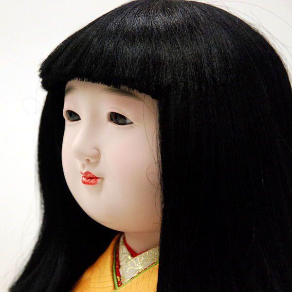 市松人形13号 駒 朱色 鶴柄 正絹 女の子 いちまつ人形 : 雛人形-五月