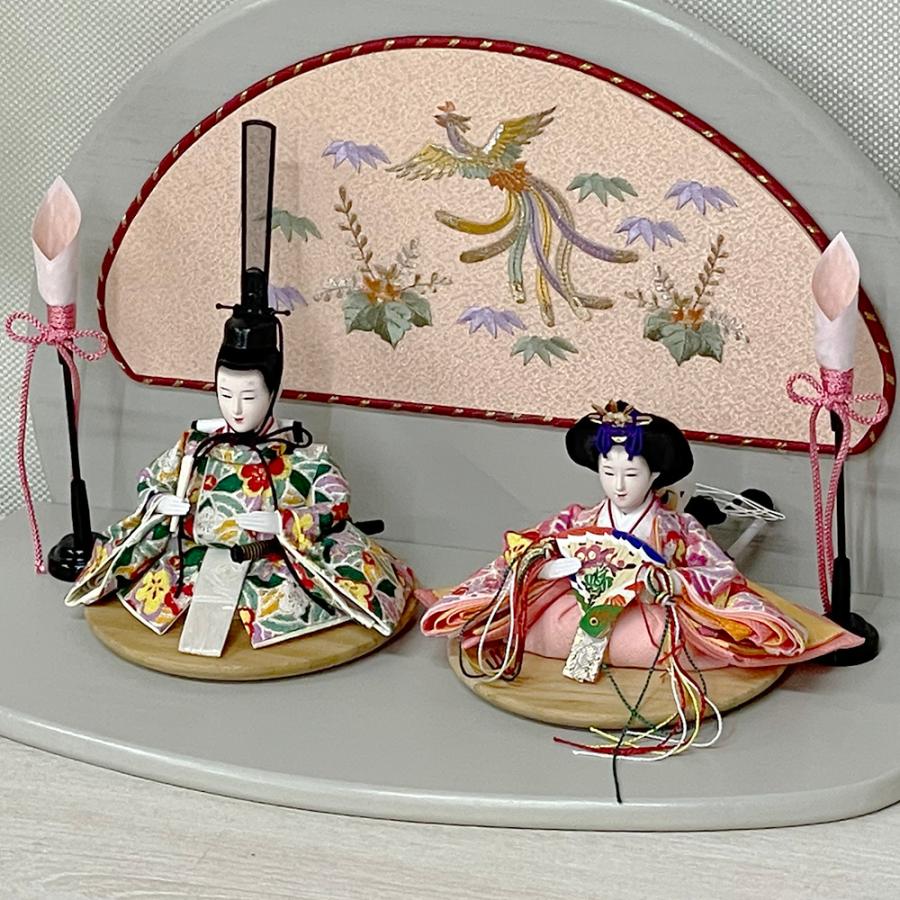 雛人形 コンパクト お祝い ひな人形 選べる 親王飾り グレー 赤 ピンク