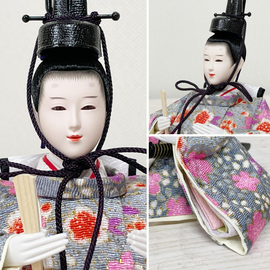 雛人形 コンパクト お祝い ひな人形 選べる 親王飾り グレー 赤 ピンク