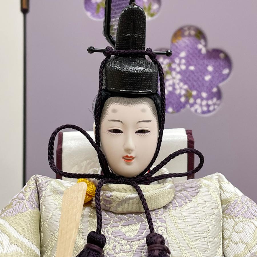 雛人形 コンパクト 白 紫 ひな人形 三段飾り 収納飾り ホワイト