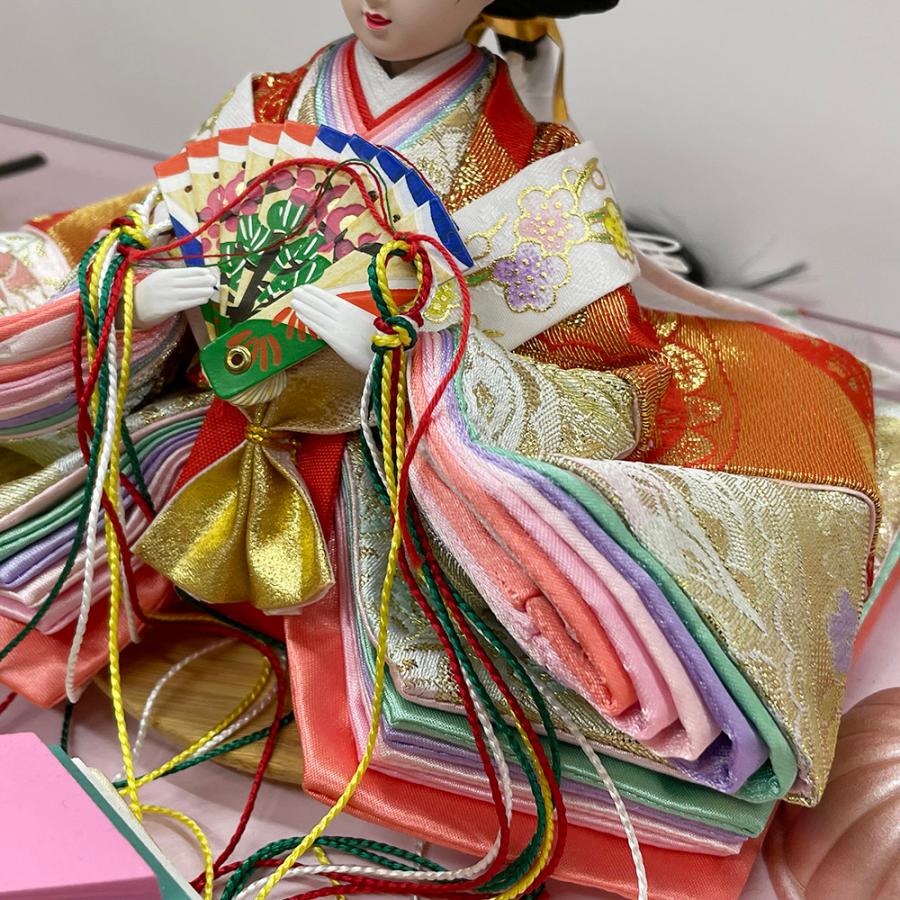 雛人形 コンパクト 白 ピンク ひな人形 三段飾り 収納飾り 桜柄