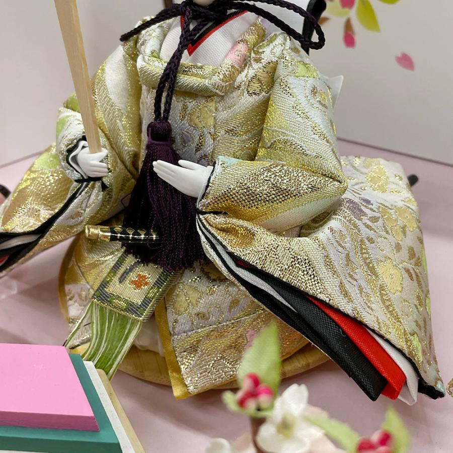 雛人形 コンパクト 白 ピンク ひな人形 三段飾り 収納飾り 桜柄