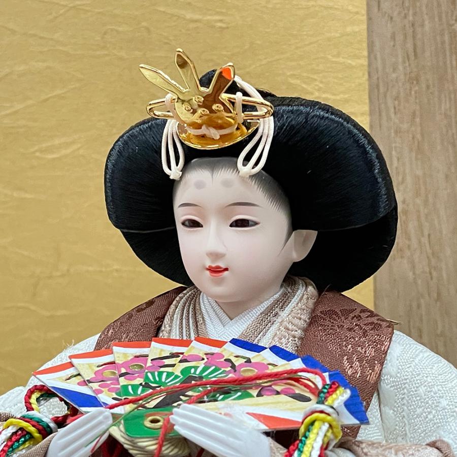 雛人形 コンパクト 白 ピンク ひな人形 三段飾り 金 天然木 ホワイト