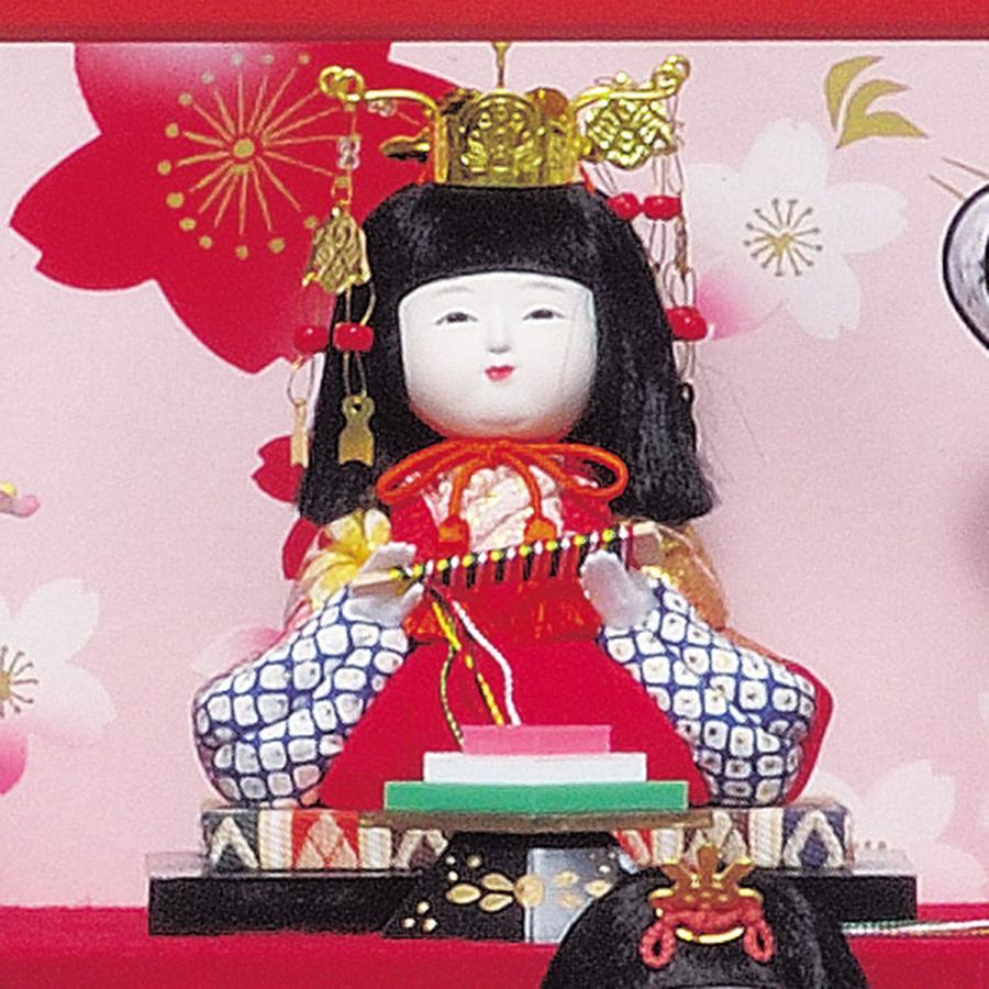 雛人形 コンパクト おしゃれ お祝い ひな人形 木目込み 幅49cm ミニ 可愛い 丸顔 木目 親王飾り 木製 モダン ケース飾り 小さい ピンク 黒 赤 13-3sk-a3161 2026の画像
