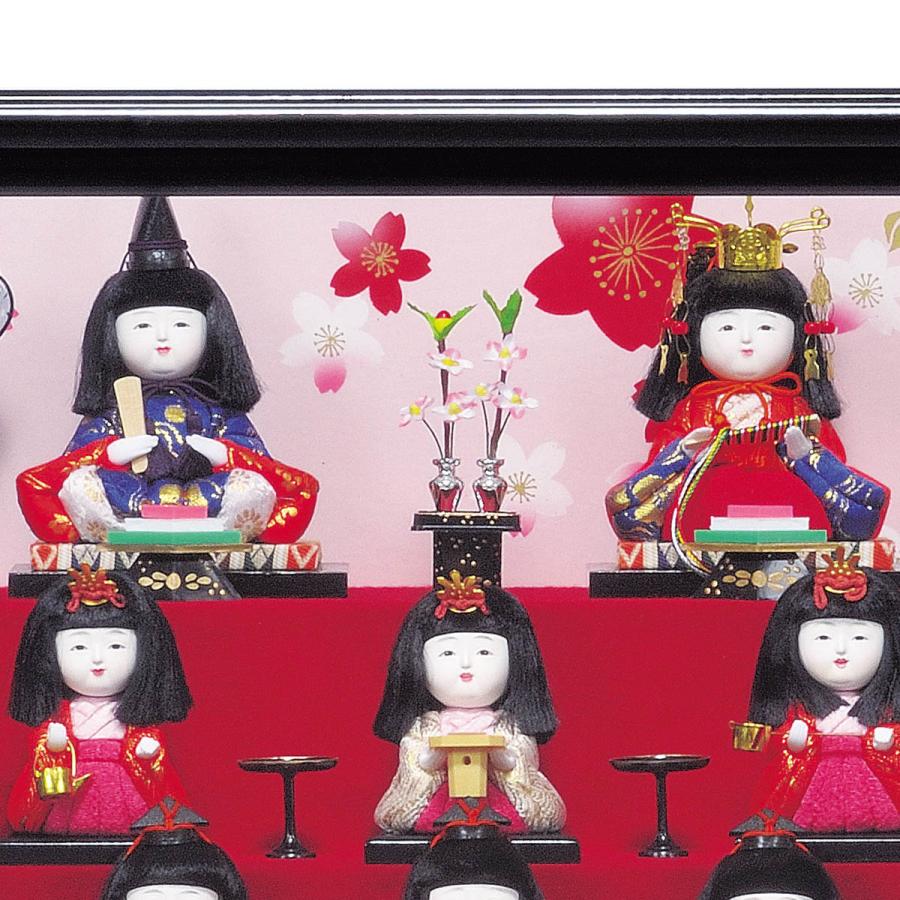 雛人形 コンパクト おしゃれ お祝い ひな人形 木目込み 幅49cm ミニ 可愛い 丸顔 木目 親王飾り 木製 モダン ケース飾り 小さい ピンク 黒 赤 13-3sk-a3161 2026の画像