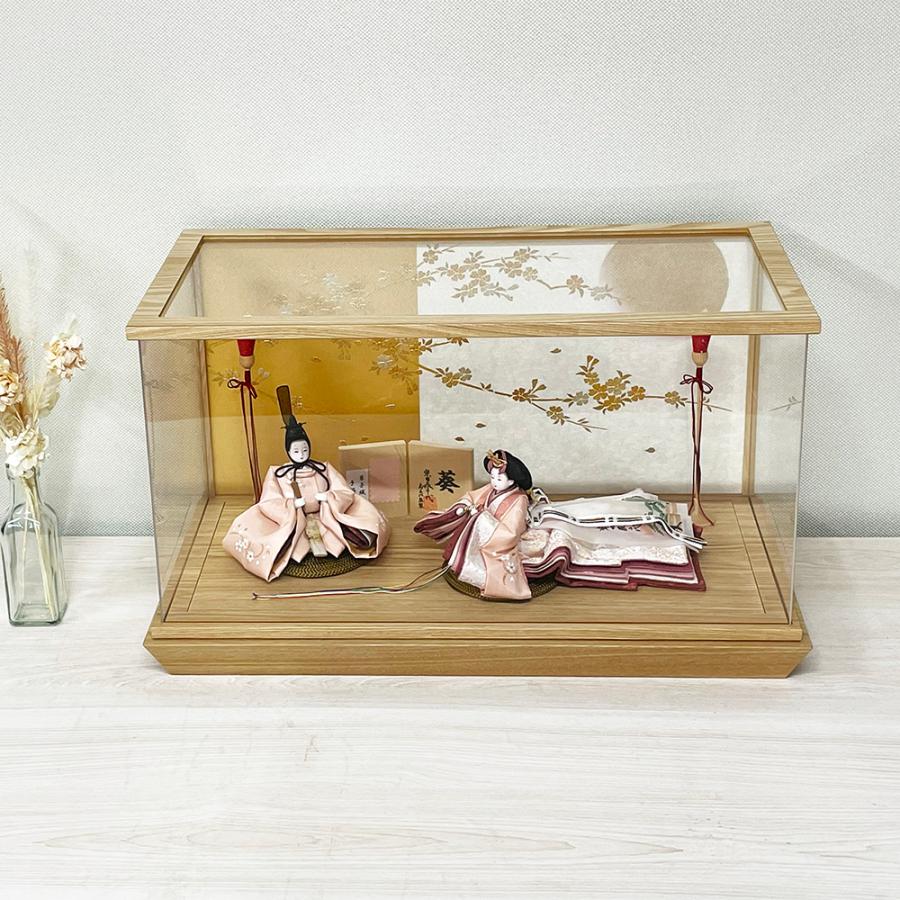 雛人形 ケース入り コンパクト 柴田家千代 アクリル 白木 木目