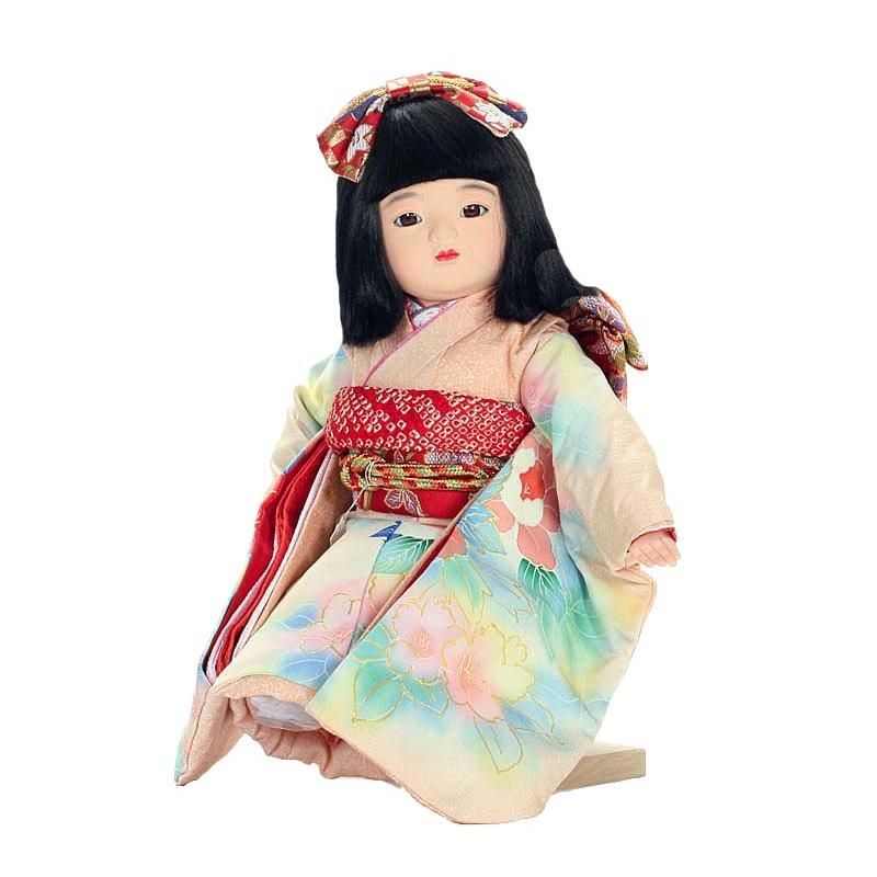 ５５％以上節約市松人形 抱き人形 おしゃれで可愛いお顔の 童人形 座り台座付き 13号　瞳　613