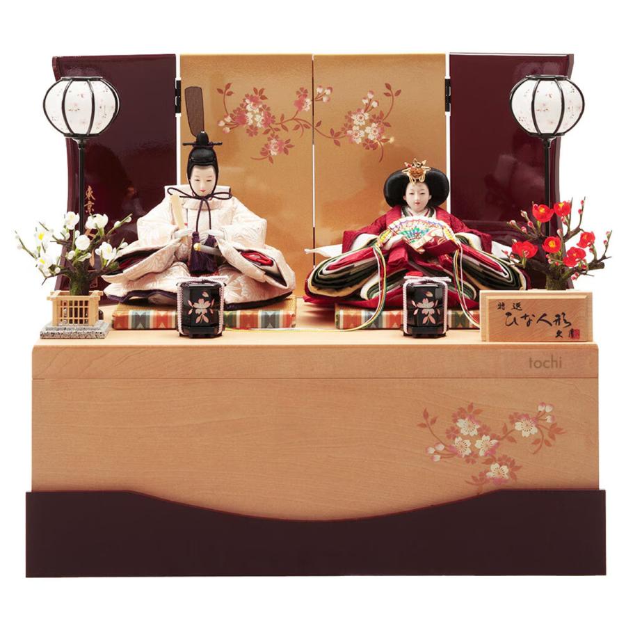 久月 雛人形 ひな人形 お祝い 収納飾り 収納式 銘木 栃 親王飾り 二人