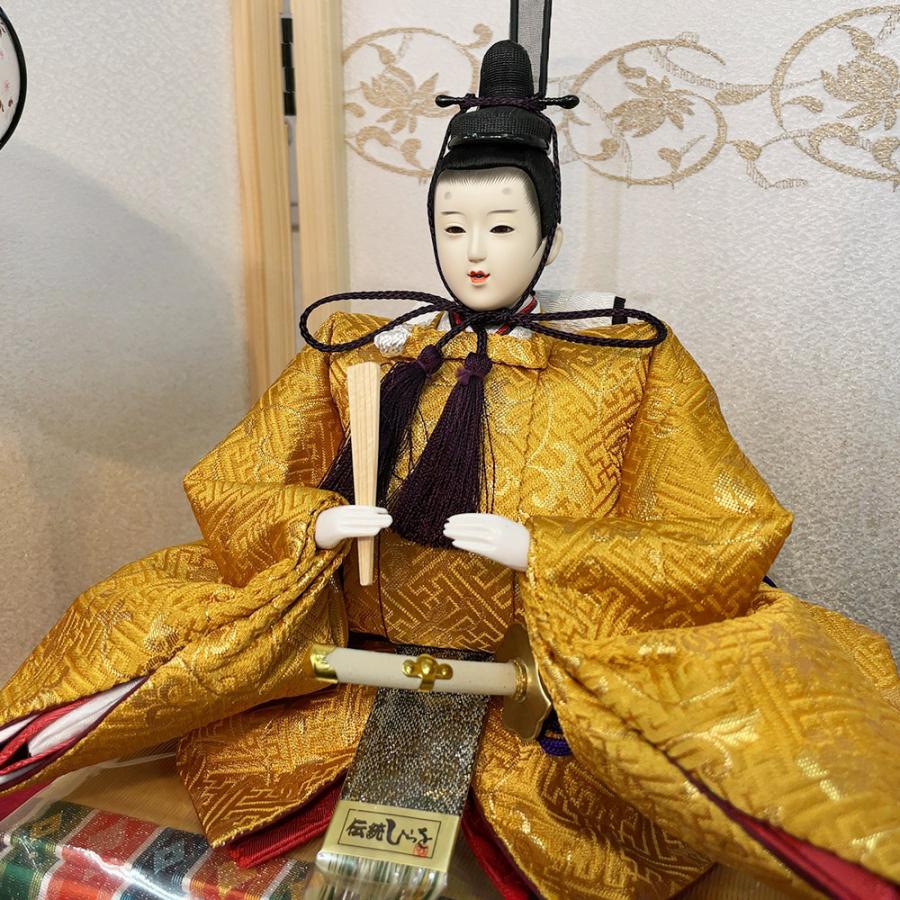 久月 雛人形 ひな人形 お祝い 五人飾り 二段飾り 毛氈飾り 赤 木目