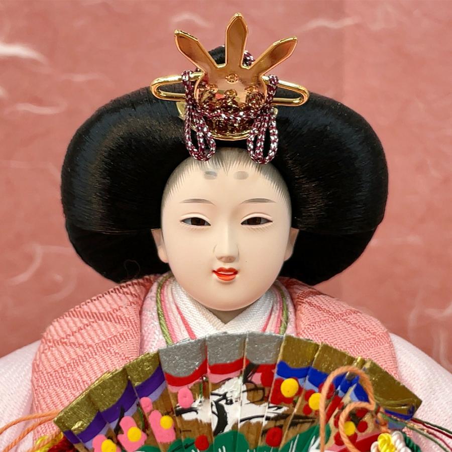 雛人形 三人官女 五人飾り 文様雛 長月作 ピンク 小さめ ひな人形 ひな祭り 久月 雛人形 ひな人形 お祝い コンパクト 収納飾り 五人飾り 三段飾り