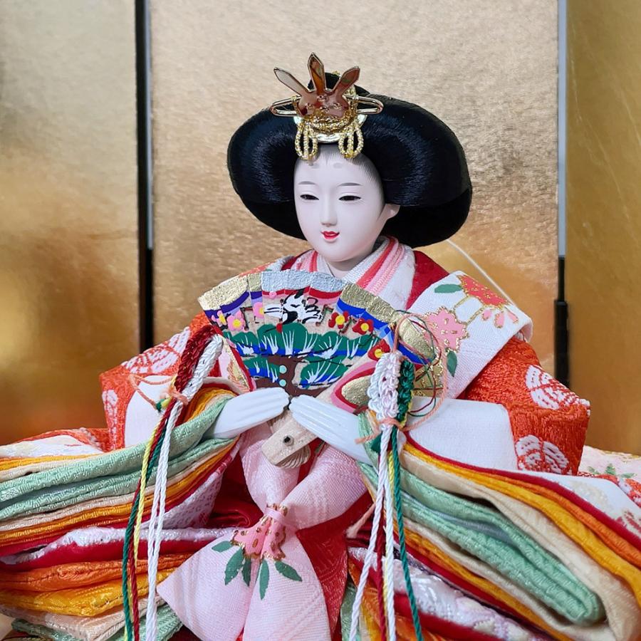 久月 雛人形 ひな人形 お祝い 十五人飾り 4段飾り 赤 金 かわいい